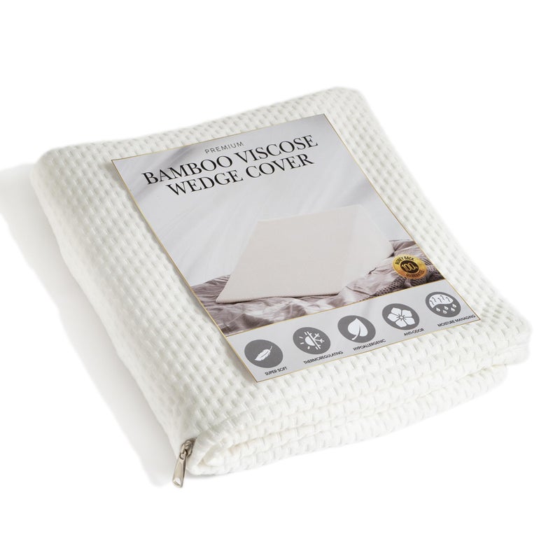 PlanetofBamboo Bamboo Viscose Top Layer Wedge Pillow Case Cover 24" L x 24" W x 7.5" H, Moisture-Wicking, Cooling and Breathable Wedge Pillow Cover with Zipper - Image 1